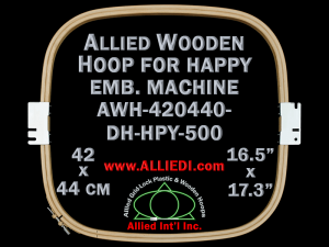 42.0 x 44.0 cm (16.5 x 17.3 inch) Rectangular Allied Wooden Embroidery Hoop, Double Height - Happy 500