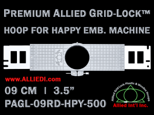 9 cm (3.5 inch) Round Premium Allied Grid-Lock Plastic Embroidery Hoop - Happy 500