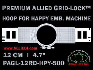12 cm (4.7 inch) Round Premium Allied Grid-Lock Plastic Embroidery Hoop - Happy 500