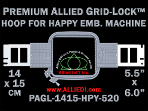 14 x 15 cm (5.5 x 6 inch) Rectangular Premium Allied Grid-Lock Plastic Embroidery Hoop - Happy 520