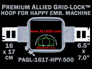 16 x 17 cm (6.5 x 7 inch) Rectangular Premium Allied Grid-Lock Plastic Embroidery Hoop - Happy 500