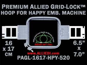 16 x 17 cm (6.5 x 7 inch) Rectangular Premium Allied Grid-Lock Plastic Embroidery Hoop - Happy 520