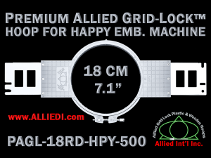 18 cm (7.1 inch) Round Premium Allied Grid-Lock Plastic Embroidery Hoop - Happy 500