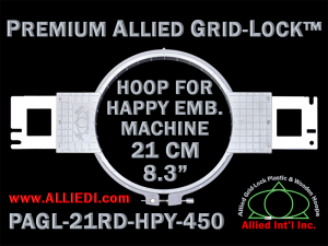 21 cm (8.3 inch) Round Premium Allied Grid-Lock Plastic Embroidery Hoop - Happy 450