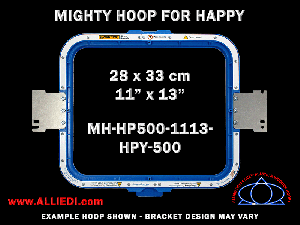 Happy 11 x 13 inch (28 x 33 cm) Rectangular Magnetic Mighty Hoop for 500 mm Sew Field / Arm Spacing