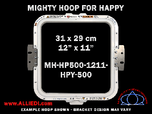 Happy 12 x 11 inch (31 x 29 cm) Rectangular Magnetic Mighty Hoop for 500 mm Sew Field / Arm Spacing