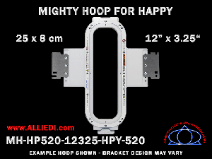 Happy 12 x 3.25 inch (30 x 8 cm) Vertical Rectangular Magnetic Mighty Hoop for 520 mm Sew Field / Arm Spacing