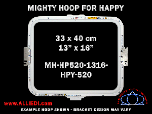 Happy 13 x 16 inch (33 x 40 cm) Rectangular Magnetic Mighty Hoop for 520 mm Sew Field / Arm Spacing