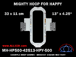 Happy 13 x 4.25 inch (33 x 11 cm) Vertical Rectangular Magnetic Mighty Hoop for 500 mm Sew Field / Arm Spacing