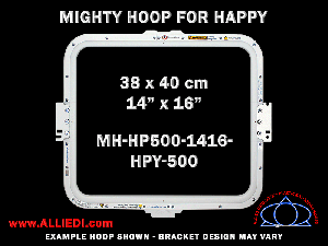 Happy 14 x 16 inch (38 x 40 cm) Rectangular Magnetic Mighty Hoop for 500 mm Sew Field / Arm Spacing
