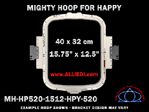 Happy 15.75 x 12.5 inch (40 x 32 cm) Vertical Rectangular Magnetic Mighty Hoop for 520 mm Sew Field / Arm Spacing