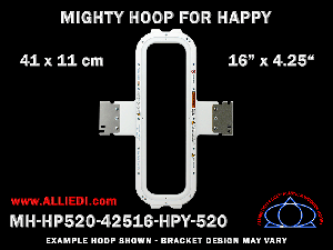 Happy 16 x 4.25 inch (41 x 11 cm) Vertical Magnetic Mighty Hoop for 520 mm Sew Field / Arm Spacing