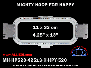 Happy 13 x 4.25 inch (33 x 11 cm) Vertical Rectangular Magnetic Mighty Hoop for 520 mm Sew Field / Arm Spacing