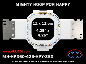 Happy 4.25 x 4.25 inch (11 x 11 cm) Square Magnetic Mighty Hoop for 360 mm Sew Field / Arm Spacing