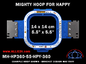 Happy 5.5 x 5.5 inch (14 x 14 cm) Square Magnetic Mighty Hoop for 360 mm Sew Field / Arm Spacing