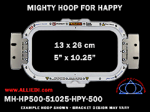 Happy 5 x 10.25 inch (13 x 26 cm) Horizontal Rectangular Magnetic Mighty Hoop for 500 mm Sew Field / Arm Spacing