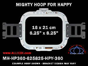 Happy 6.25 x 8.25 inch (16 x 21 cm) Rectangular Magnetic Mighty Hoop for 360 mm Sew Field / Arm Spacing