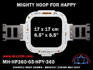 Happy 6.5 x 6.5 inch (17 x 17 cm) Square Magnetic Mighty Hoop for 360 mm Sew Field / Arm Spacing