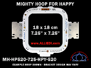 Happy 7.25 x 7.25 inch (18 x 18 cm) Square Magnetic Mighty Hoop for 520 mm Sew Field / Arm Spacing