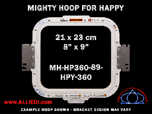 Happy 8 x 9 inch (21 x 23 cm) Rectangular Magnetic Mighty Hoop for 360 mm Sew Field / Arm Spacing