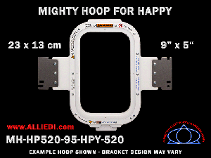 Happy 9 x 5 inch (23 x 13 cm) Rectangular Magnetic Mighty Hoop for 520 mm Sew Field / Arm Spacing
