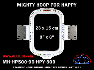 Happy 9 x 6 inch (23 x 15 cm) Vertical Rectangular Magnetic Mighty Hoop for 500 mm Sew Field / Arm Spacing