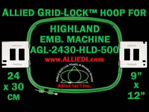 24 x 30 cm (9 x 12 inch) Rectangular Allied Grid-Lock Plastic Embroidery Hoop - Highland 500