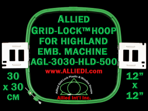 30 x 30 cm (12 x 12 inch) Square Allied Grid-Lock Plastic Embroidery Hoop - Highland 500 - Allied May Substitute this with Premium Version Hoop