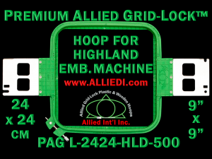 24 x 24 cm (9 x 9 inch) Square Premium Allied Grid-Lock Plastic Embroidery Hoop - Highland 500