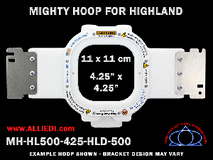 Highland 4.25 x 4.25 inch (11 x 11 cm) Square Magnetic Mighty Hoop for 500 mm Sew Field / Arm Spacing