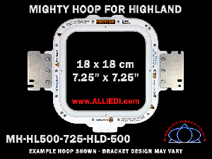 Highland 7.25 x 7.25 inch (18 x 18 cm) Square Magnetic Mighty Hoop for 500 mm Sew Field / Arm Spacing