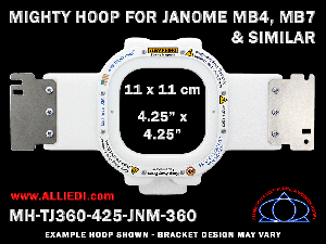 Janome 4.25 x 4.25 inch (11 x 11 cm) Square Magnetic Mighty Hoop for 360 mm Sew Field / Arm Spacing