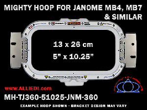 Janome 5 x 10.25 inch (13 x 26 cm) Horizontal Rectangular Magnetic Mighty Hoop for 360 mm Sew Field / Arm Spacing