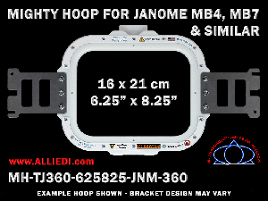 Janome 6.25 x 8.25 inch (16 x 21 cm) Rectangular Magnetic Mighty Hoop for 360 mm Sew Field / Arm Spacing
