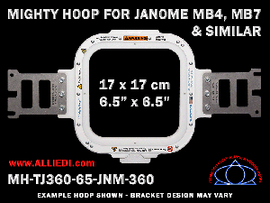 Janome 6.5 x 6.5 inch (17 x 17 cm) Square Magnetic Mighty Hoop for 360 mm Sew Field / Arm Spacing