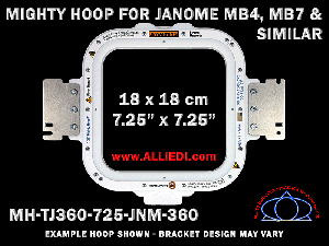 Janome 7.25 x 7.25 inch (18 x 18 cm) Square Magnetic Mighty Hoop for 360 mm Sew Field / Arm Spacing