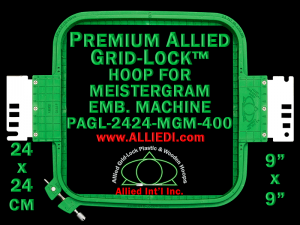 24 x 24 cm (9 x 9 inch) Square Premium Allied Grid-Lock Plastic Embroidery Hoop - Meistergram 400