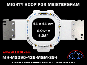 Meistergram 4.25 x 4.25 inch (11 x 11 cm) Square Magnetic Mighty Hoop for 394 mm Sew Field / Arm Spacing