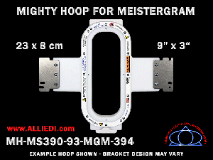 Meistergram 9 x 3 inch (23 x 8 cm) Vertical Rectangular Magnetic Mighty Hoop for 394 mm Sew Field / Arm Spacing