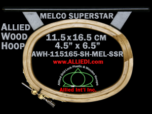 11.5 x 16.5 cm (4.5 x 6.5 inch) Oval Allied Wooden Embroidery Hoop, Single Height - Melco Superstar (SSR) Flat Table