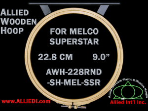 22.8 cm (9.0 inch) Round Allied Wooden Embroidery Hoop, Single Height - Melco Superstar (SSR) Flat Table