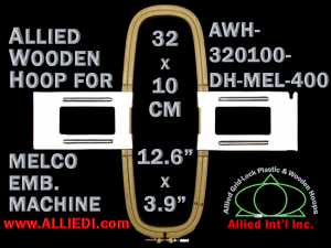 32.0 x 10.0 cm (12.6 x 3.9 inch) Rectangular Allied Wooden Embroidery Hoop, Double Height - Melco 400
