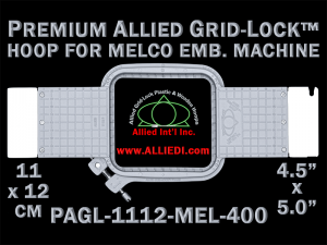 Melco 11 x 12 cm (4.5 x 5 inch) Rectangular Premium Allied Grid-Lock Embroidery Hoop for 400 mm Sew Field / Arm Spacing