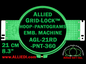 21 cm (8.3 inch) Round Allied Grid-Lock Plastic Embroidery Hoop - Pantograms 360
