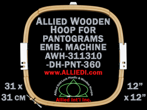 31.1 x 31.0 cm (12.2 x 12.2 inch) Rectangular Allied Wooden Embroidery Hoop, Double Height - Pantograms 360