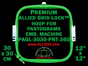 30 x 30 cm (12 x 12 inch) Square Premium Allied Grid-Lock Plastic Embroidery Hoop - Pantograms 360