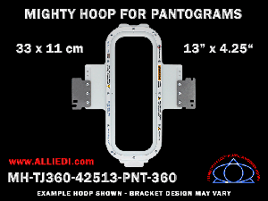 Pantograms 13 x 4.25 inch (33 x 11 cm) Vertical Rectangular Magnetic Mighty Hoop for 360 mm Sew Field / Arm Spacing