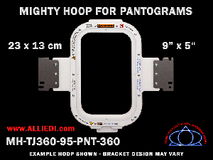 Pantograms 9 x 5 inch (23 x 13 cm) Vertical Rectangular Magnetic Mighty Hoop for 360 mm Sew Field / Arm Spacing