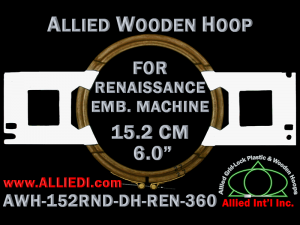 15.2 cm (6.0 inch) Round Allied Wooden Embroidery Hoop, Double Height - Renaissance 360