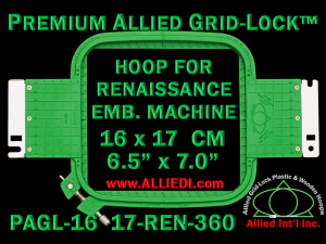 16 x 17 cm (6.5 x 7 inch) Rectangular Premium Allied Grid-Lock Plastic Embroidery Hoop - Renaissance 360